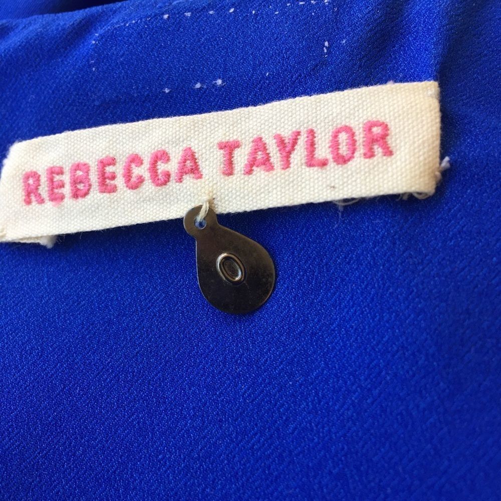 Rebecca Taylor Mini Dress Size 0 Royal Blue Fit & Flare Short Sleeve Zip Back - Picture 9 of 10